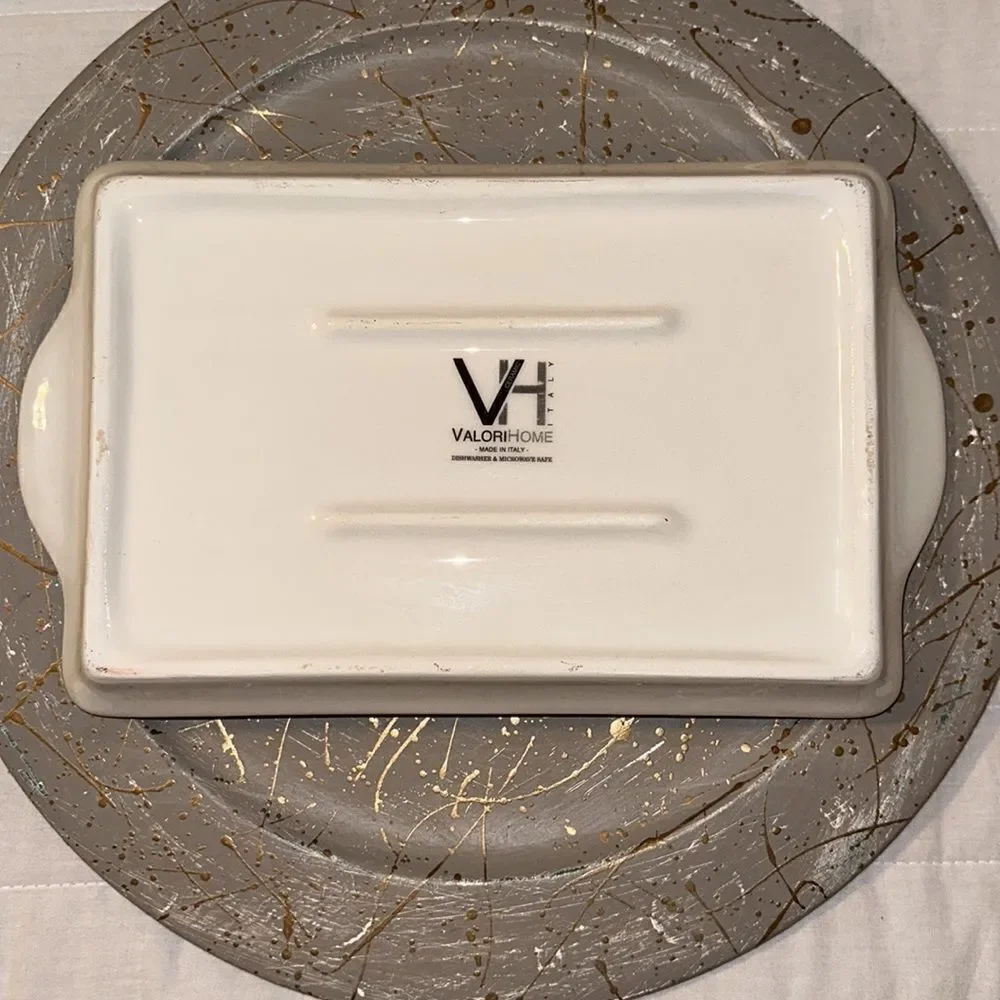 Valori Home Ceramic “Merry Christmas” Winter Bird Red Scarf Serving Dish Tray